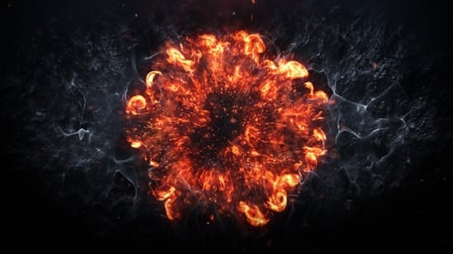 Explosion d'énergie ardente sur fond sombre