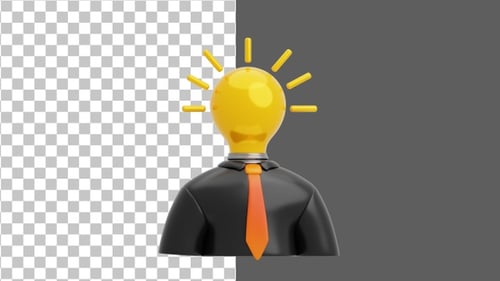 3D Eureka Moment Generates Ideas | Alpha Channel