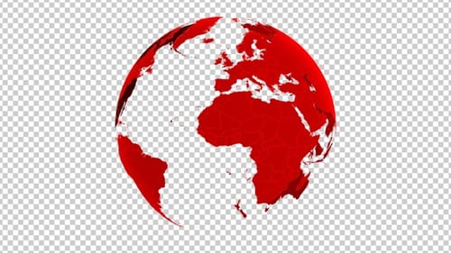 Red Spinning Earth Globe Digital Map Loop