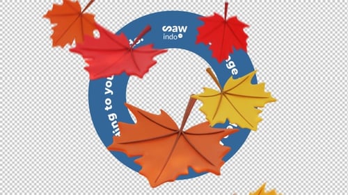 3D-Animation zum Erntedankfest, Herbst-Ahornblätter, Übergang, transparent