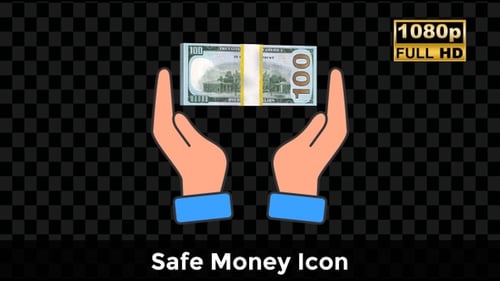 Animated Flat Hands Holding Rotating Dollar Bills