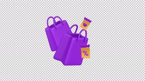 Animated 3D Shopping Bags and Discount Tags
