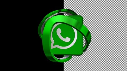 Rotating WhatsApp Button in Original Style, Alpha Channel, Unique Design, Exclusive, 3D Render