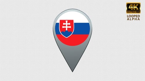 3D Rotating Map Location Pin with Slovakia Flag