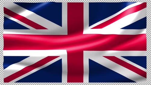 Animated United Kingdom Flag Waving Motion with Transparency