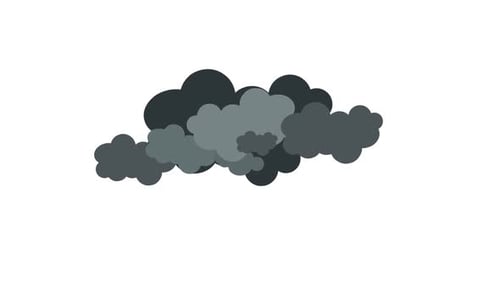 Animated Flat Design Cloud with Flashing Lightning Bolt