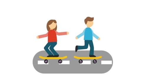 Flat Design People Skateboarding Animation