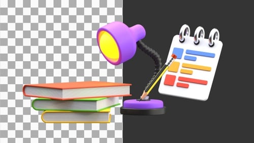 3D Animation of Work and Education Tools | Alpha Channel