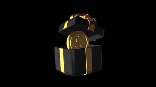 Animated Gift Box Reveals Golden Dollar Coin
