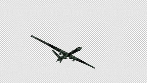 Military Drone - Diagonal Flying Over Screen - Alpha Channel