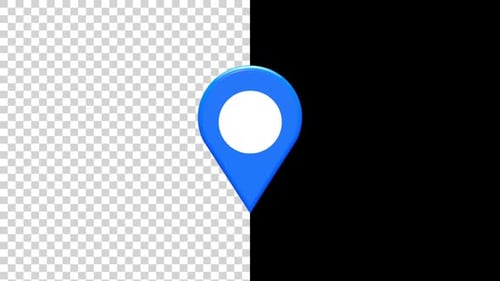 Animated 3D Blue Location Pin Icon Rotation