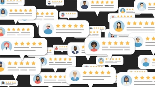 Customer Reviews Animation with User Avatars and Star Ratings
