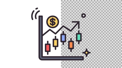 Animated Flat Design Financial Growth Candlestick Chart