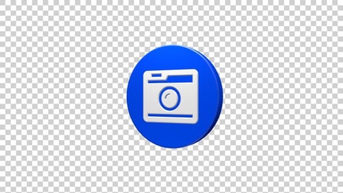 Modern 3D Glossy Camera Icon Rotating Loop
