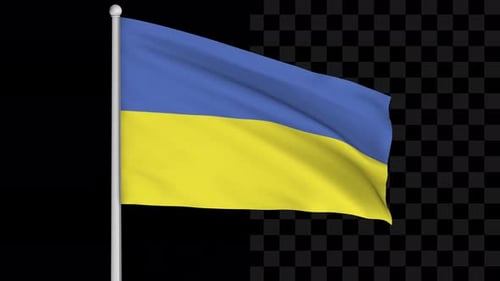 Waving Flag of Ukraine on Alpha Channel