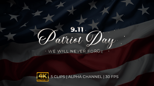 Elegant Patriot Day 9.11 Text Reveal Animation with Golden Particles