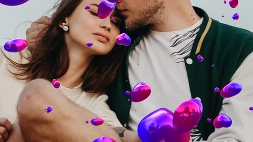 Floating Liquid Hearts Animation with Fluid Metallic Effect