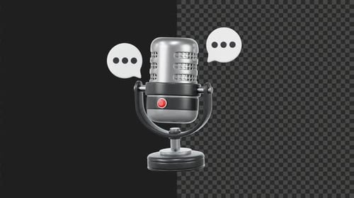 Modern 3D Podcast Microphone with Animated Speech Bubbles