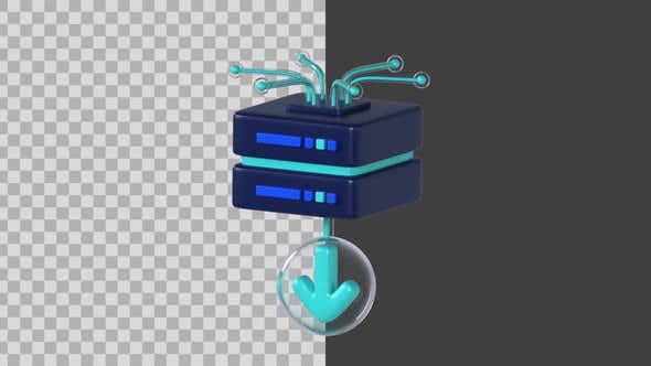 Modern 3D Server Icon Data Transfer Animation, Elements Motion Graphics ...