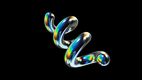 Abstract Object Spring Circle Twist Metal Steel Glossy Reflection Chrome Holographic Hologram Trance