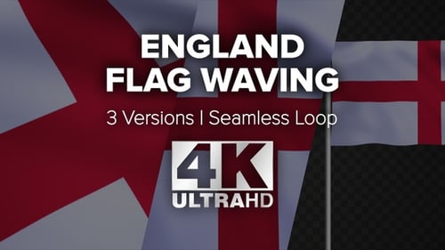 Seamless Looping Animated England Flag with Alpha Channel