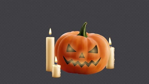 Animated Halloween Jack-o'-Lantern with Flickering Candles