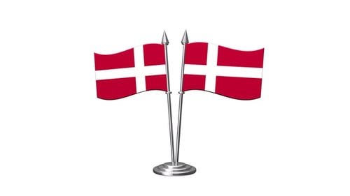 Waving Denmark Flags on Stand Animation