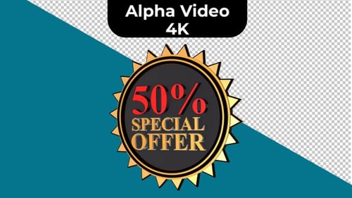 Golden 3D Special Offer Rotating Discount Badge Animation