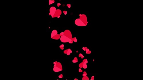 Vertical Red Hearts Flying Overlay Alpha Loop V2