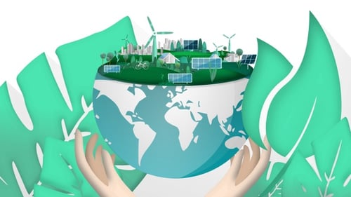 Earth with Eco Green Energy Sources