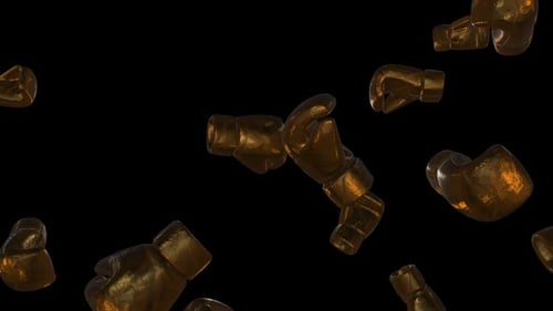 Animated Golden Boxing Gloves Falling Background