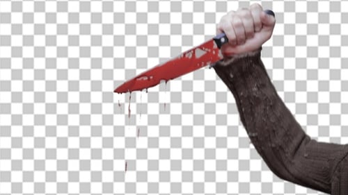 Forearm Holds Knife with Alpha Channel Background
