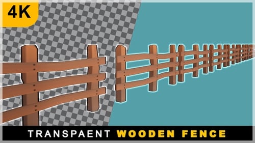 Animated Wooden Fence Seamless Loop with Transparent Background