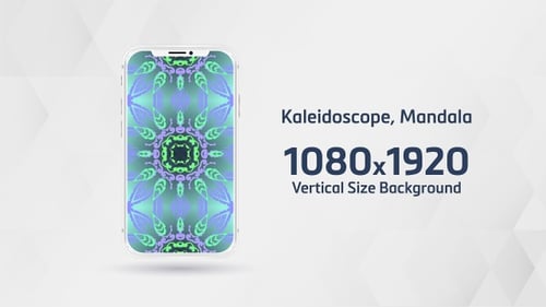 Mandala with Kaleidoscopic Abstract Background, Graphic, Circle, Vertical Looped