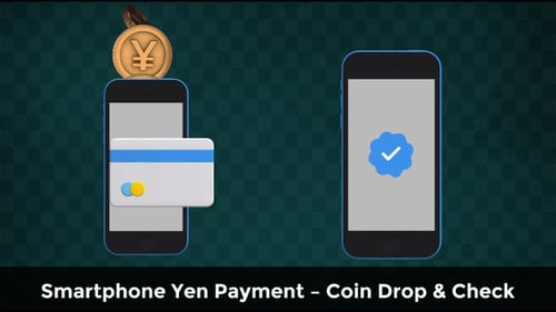 Pago en yenes con smartphone: entrega y cheque de monedas