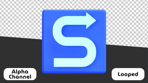 Clean 3D S-Curve Path Arrow Icon Animation | Alpha Channel