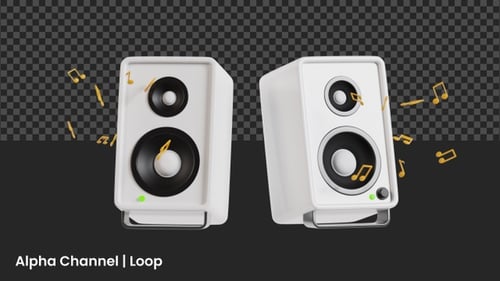 3D Speaker Playing Music Animation | Alpha Loop