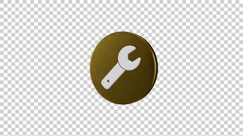 3D Gold Wrench Icon Animation for Service or Settings