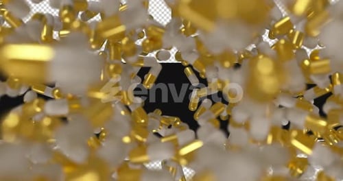Falling Gold and White Medical Capsules Animation