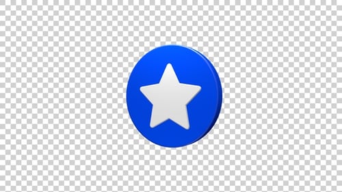 Animated 3D Blue Star Icon Rotation Loop
