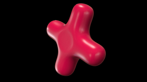 Red 3D Abstract Inflated Cross Rotating on Alpha Channel