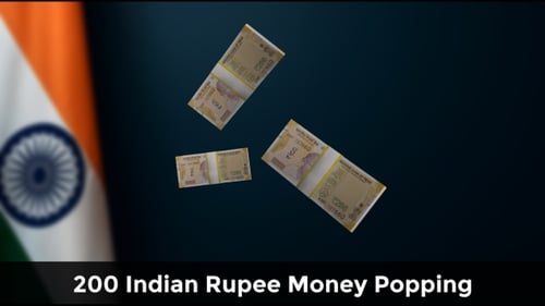 Falling Indian Rupee Banknotes Realistic Animation