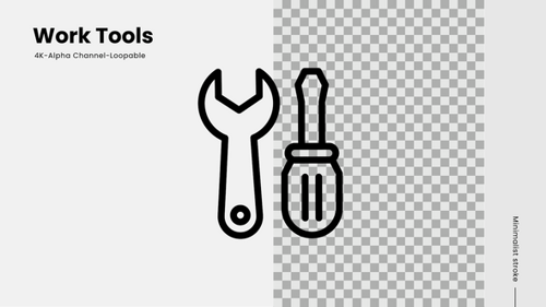 Animated Minimalist Line Icons of Work Tools Loop