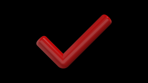 3D Glossy Red Checkmark Rotation Animation