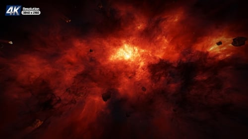 Fiery Nebula Asteroid Field Space Background Animation