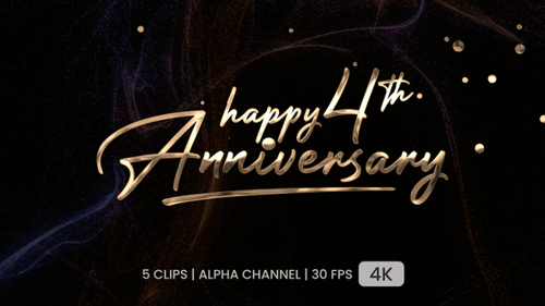 4th Happy Anniversary Text Animation