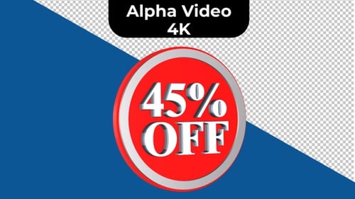 3D Rotating 45% OFF Discount Badge Animation