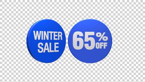 Animated 3D Sale Tag with Discount Percentage and Winter Offer