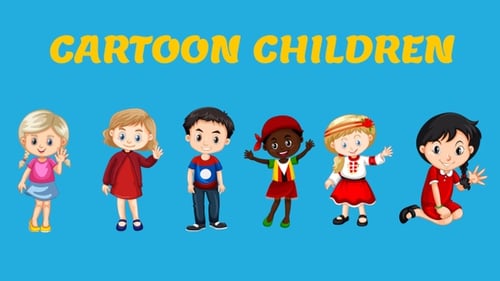 Animated Diverse Cartoon Children Characters Pack