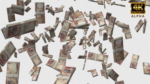 Seamless Loop of Falling Realistic Indian Rupee Notes